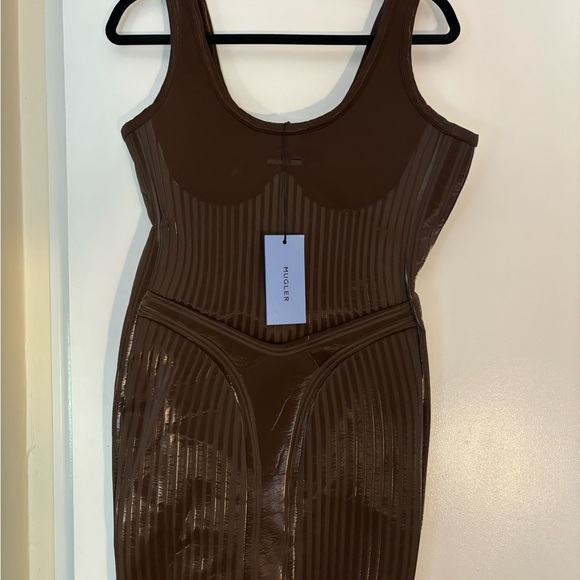 mugler brown dress mocha brown cascade dress main image 0